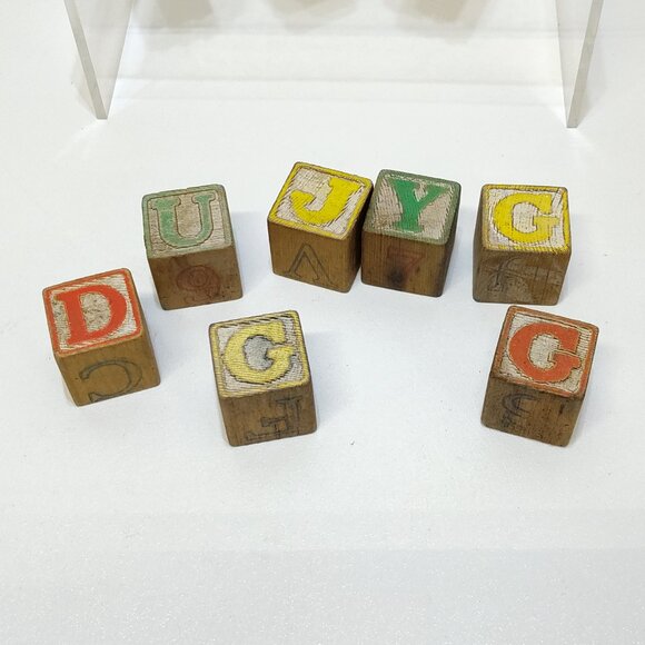 Alphabet Number Wooden Blocks Circa 1950s Play Education Toys Brand Unknown VTG - Picture 2 of 7